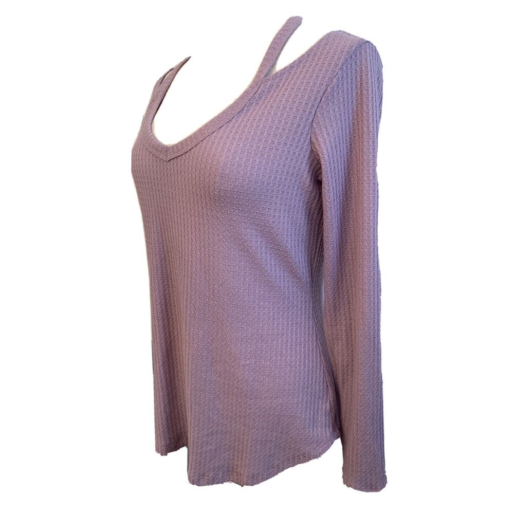 Large No Comment Junior Women's Dusty Pink Lightweight Waffle Top Lightweight